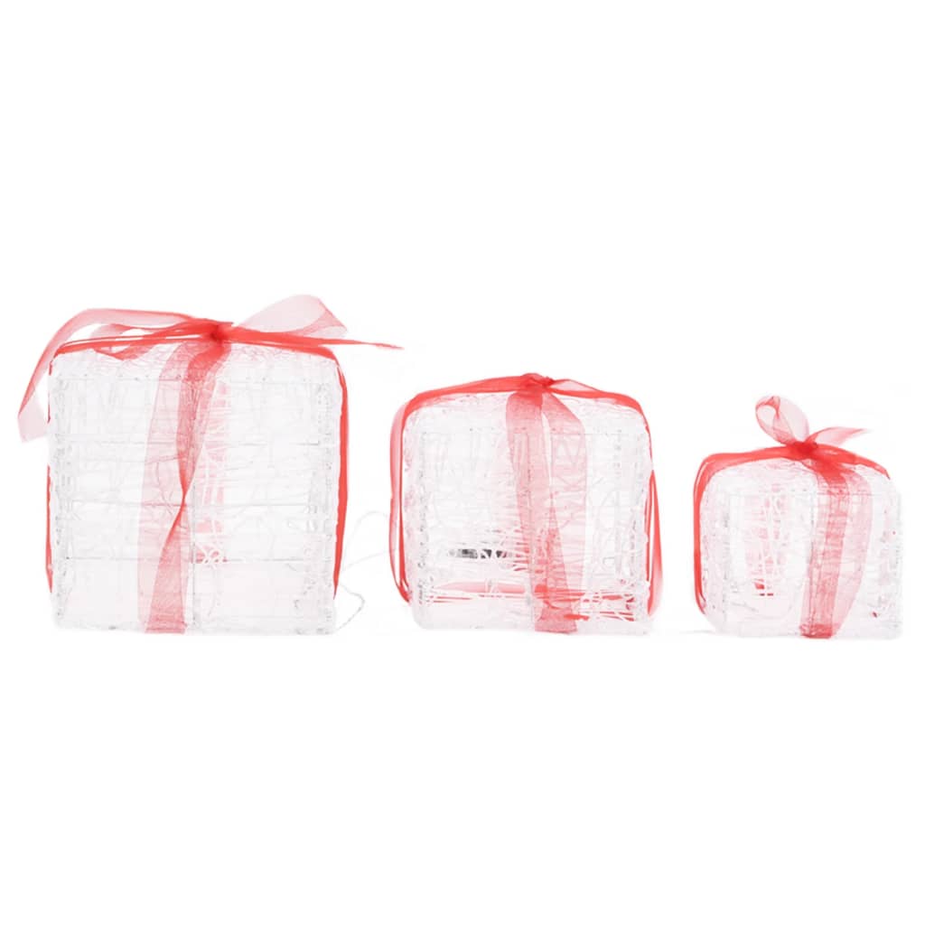 LED Gift Boxes 3 pcs Christmas Decoration Multicolor