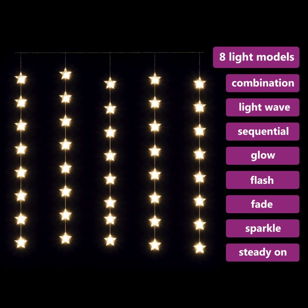 LED star curtain fairy lights 200 LED warm white 8 functions