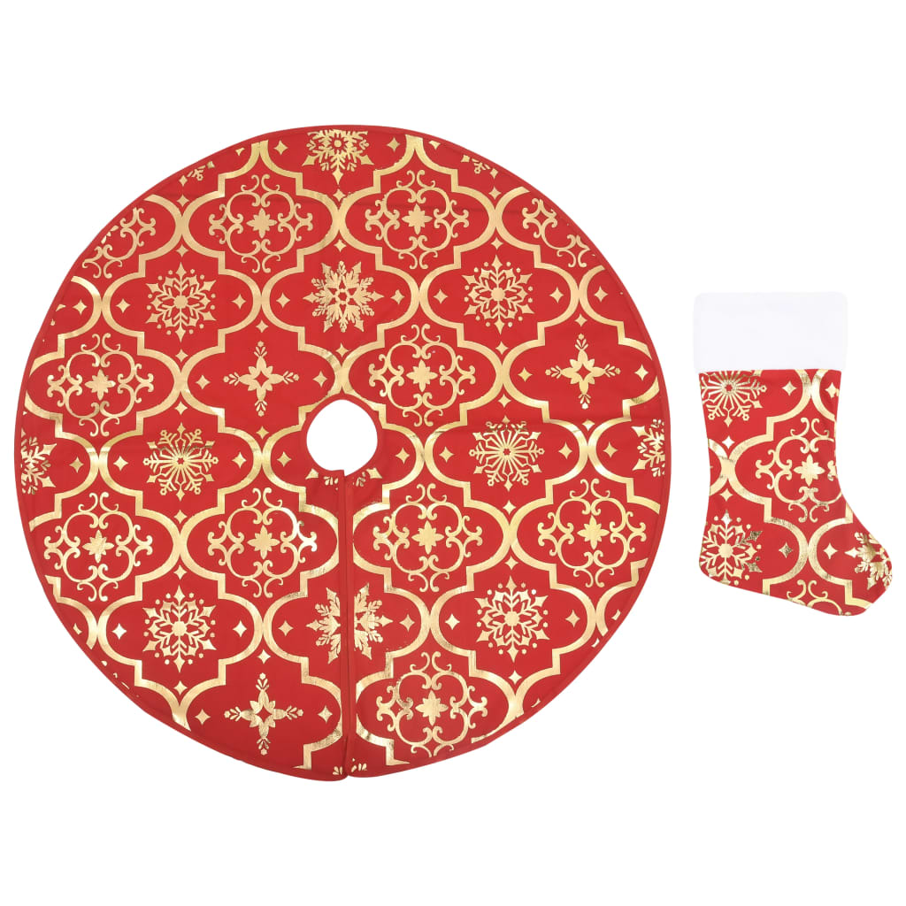 Luxury Christmas tree blanket with sock red 122 cm fabric