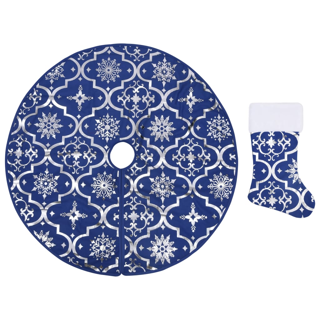 Luxury Christmas tree blanket with sock blue 122 cm fabric