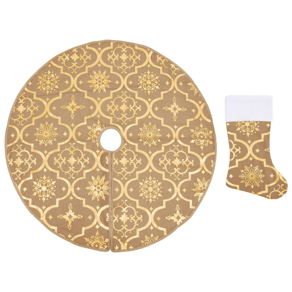 Luxury Christmas tree blanket with sock yellow 150 cm fabric