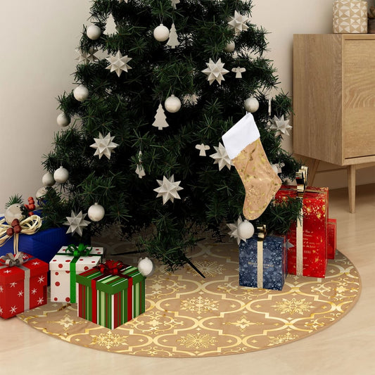 Luxury Christmas tree blanket with sock yellow 150 cm fabric