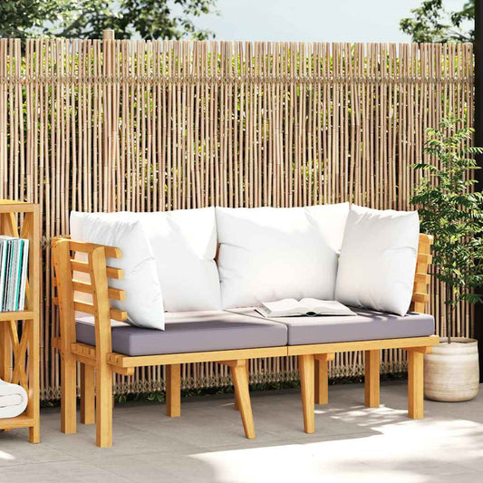 2-Sitzer-Gartensofa mit Kissen Massivholz Akazie