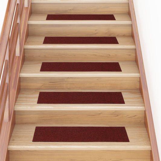 Self-adhesive stair mats 15 pieces. Rectangular 76x20 cm red