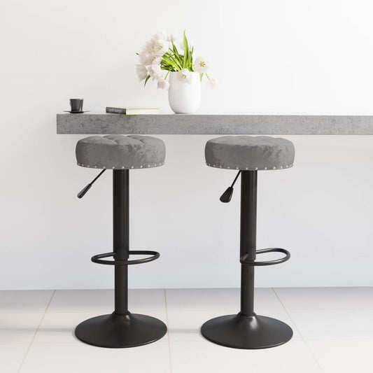 Tabourets de bar 2 pcs Velours gris foncé