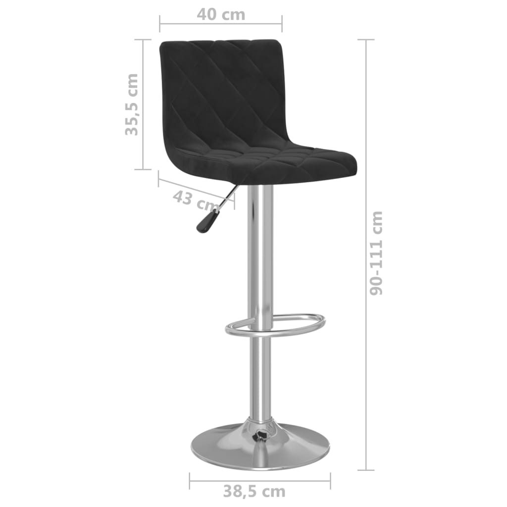 Tabourets de bar 2 pcs Velours noir