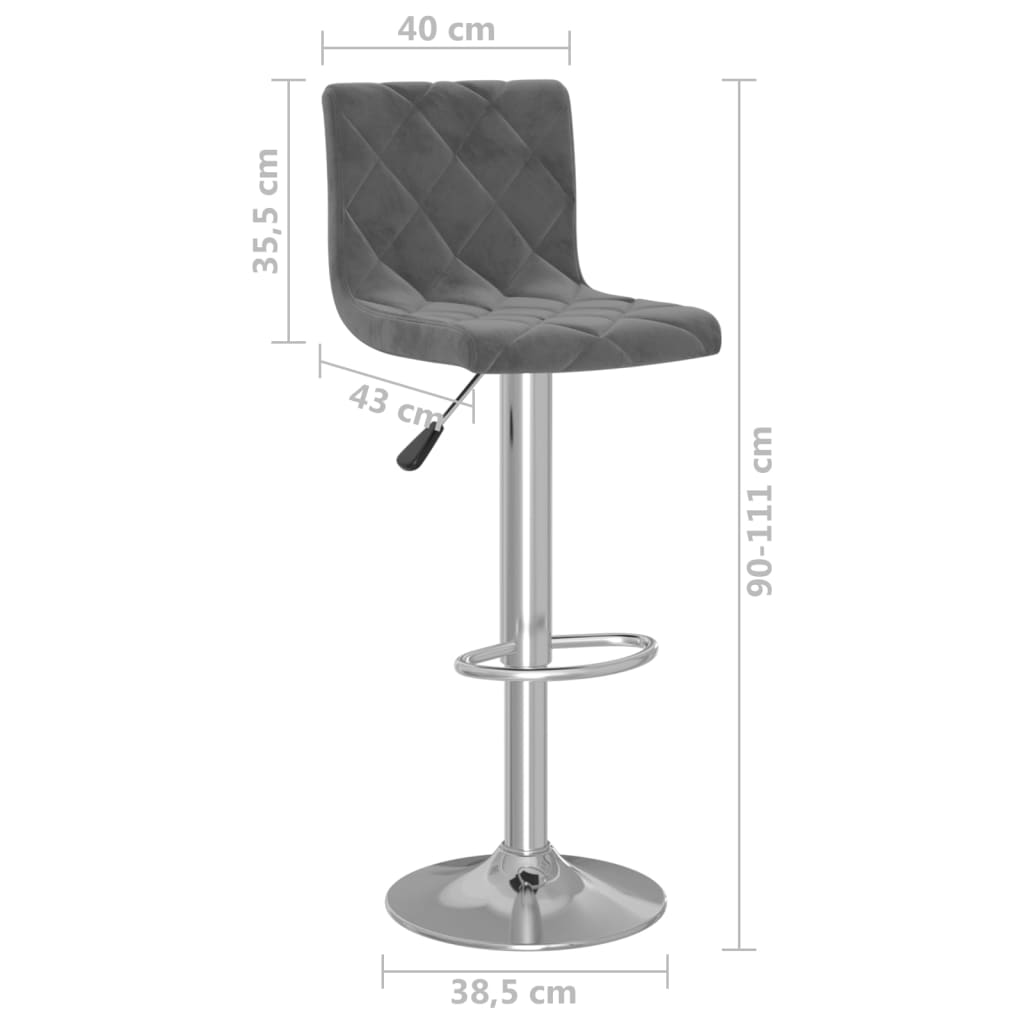Bar stools 2 pcs. Dark gray velvet