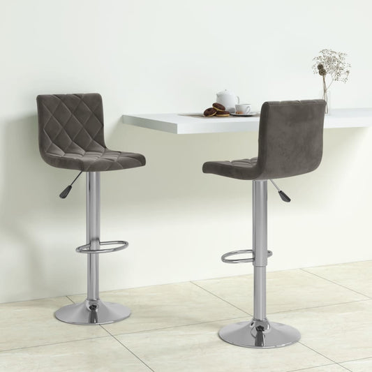 Tabourets de bar 2 pcs Velours gris foncé