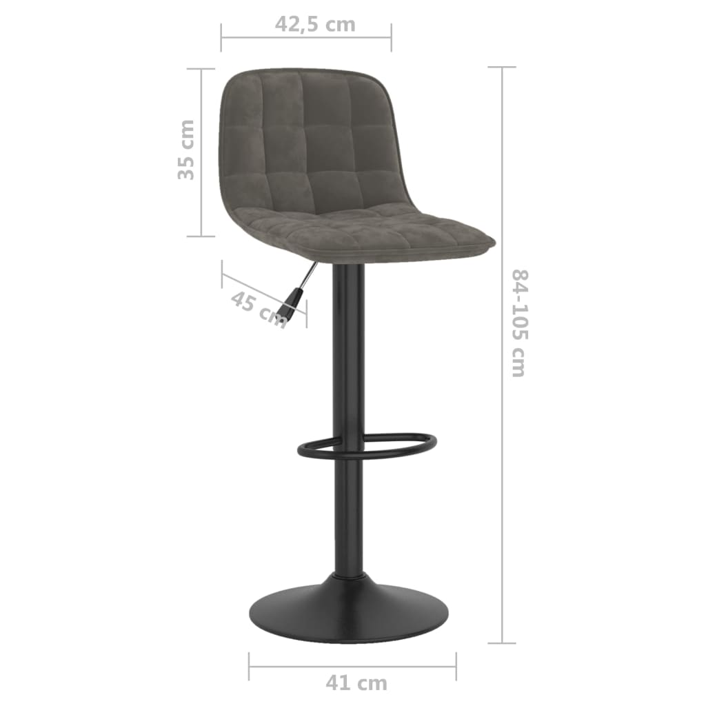 Bar stools 2 pcs. Dark gray velvet