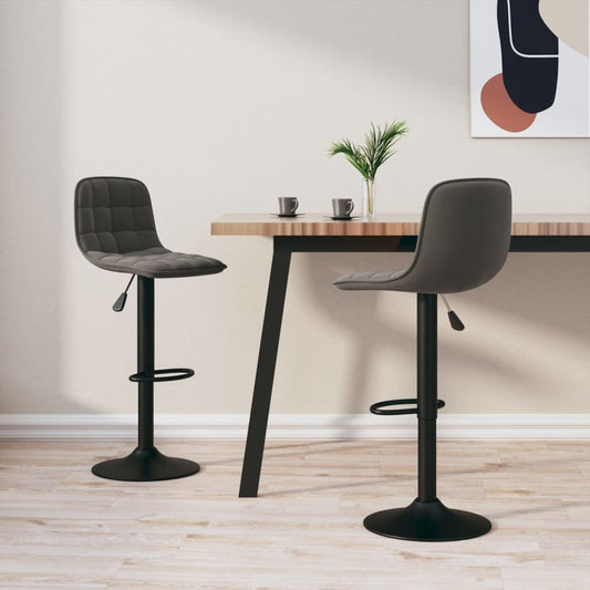Tabourets de bar 2 pcs Velours gris foncé