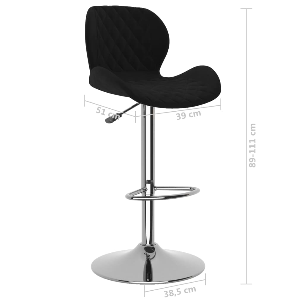 Tabourets de bar 2 pcs Velours noir