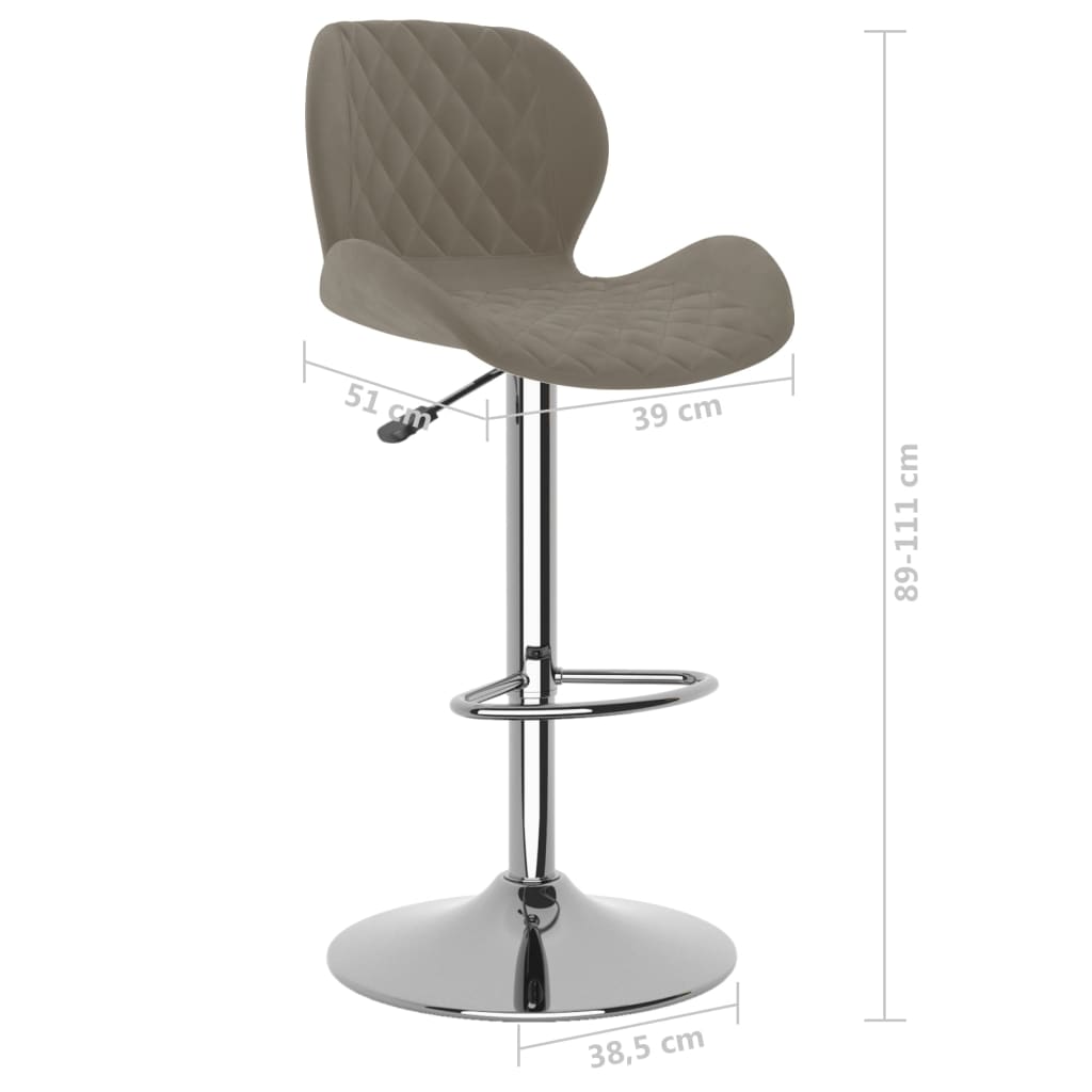 Bar stools 2 pcs. Light gray velvet