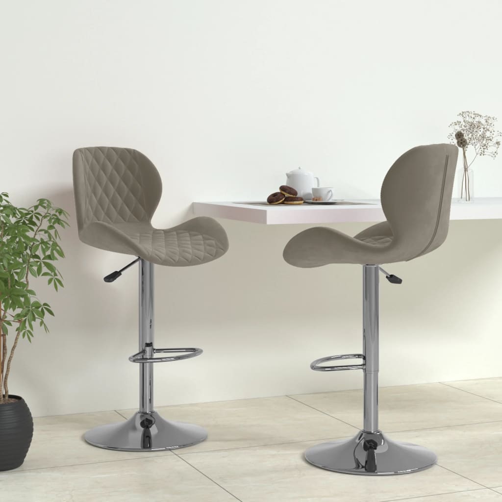Bar stools 2 pcs. Light gray velvet