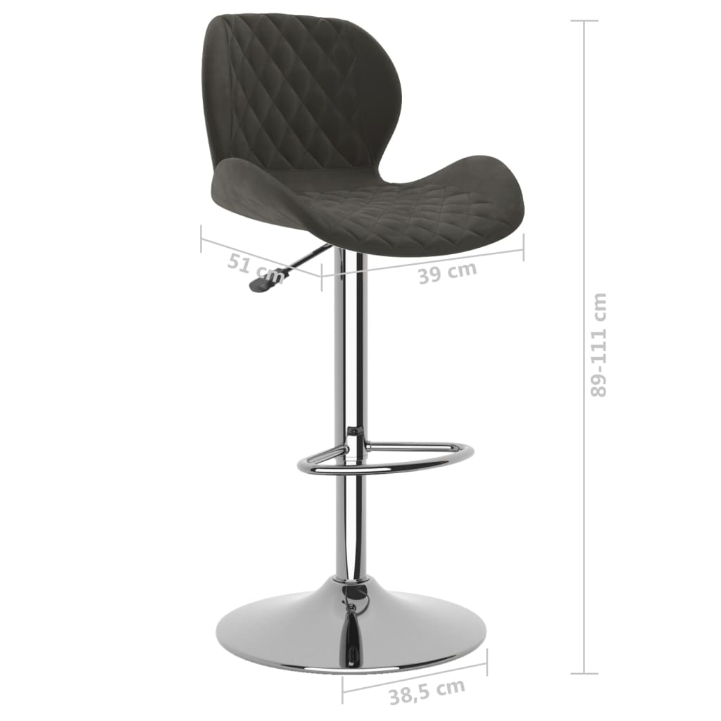 Bar stools 2 pcs. Dark gray velvet