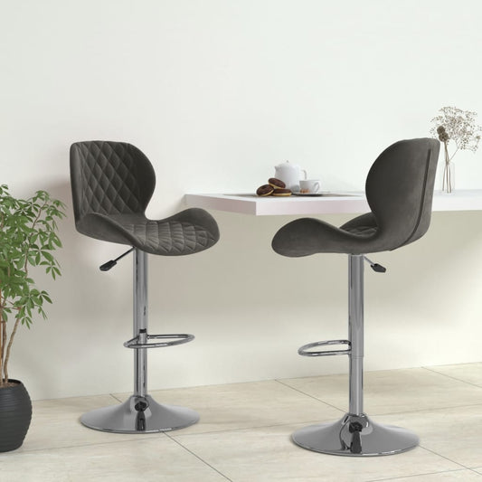 Tabourets de bar 2 pcs Velours gris foncé