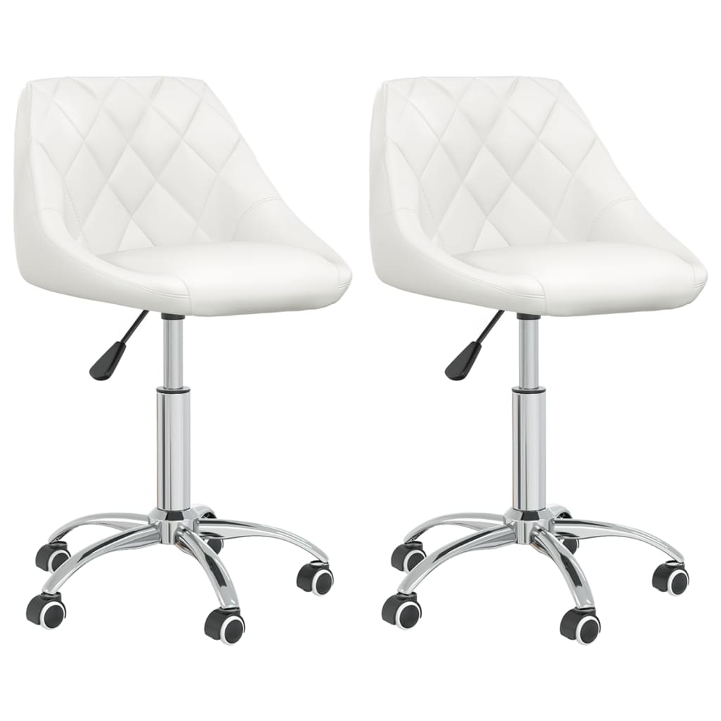 Dining room chairs 2 pieces swivel white faux leather