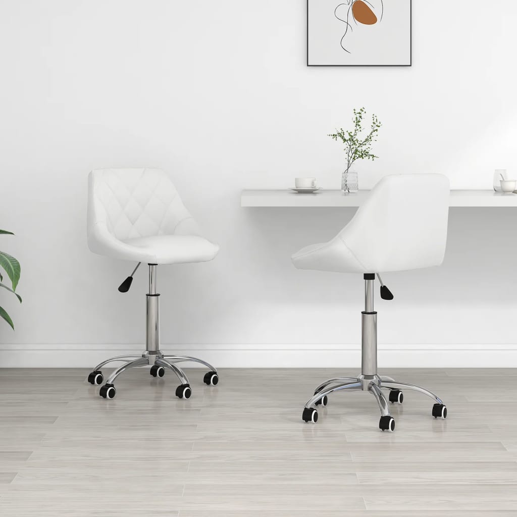 Dining room chairs 2 pieces swivel white faux leather