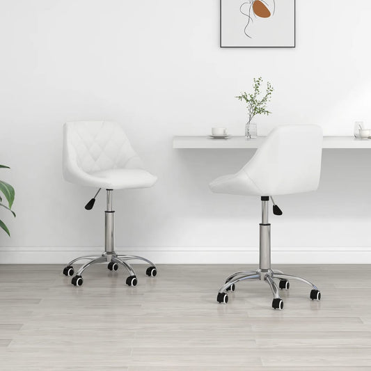 Dining room chairs 2 pieces swivel white faux leather