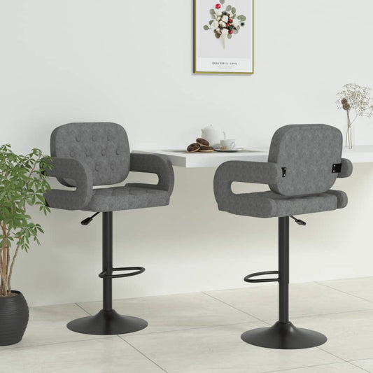 Tabourets de bar 2 pcs.Tissu gris clair
