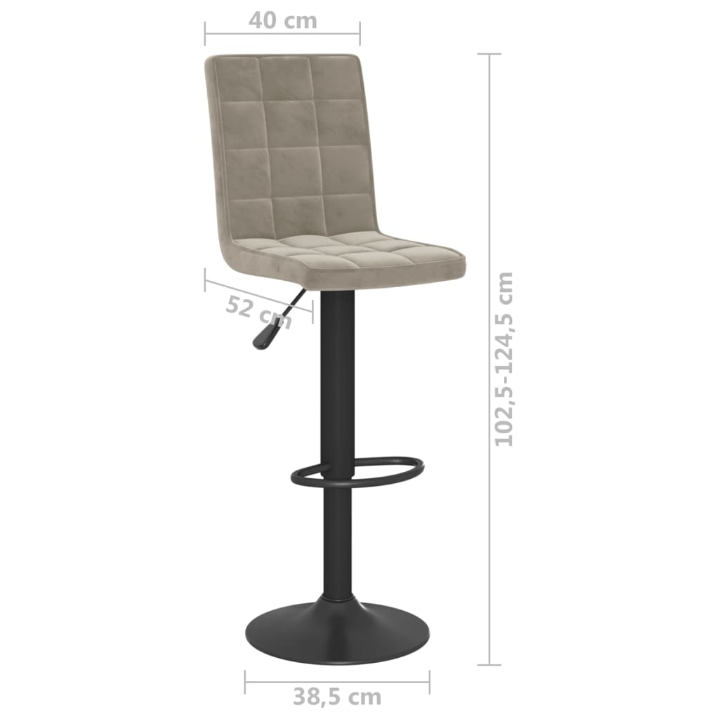 Bar stools 2 pcs. Light gray velvet