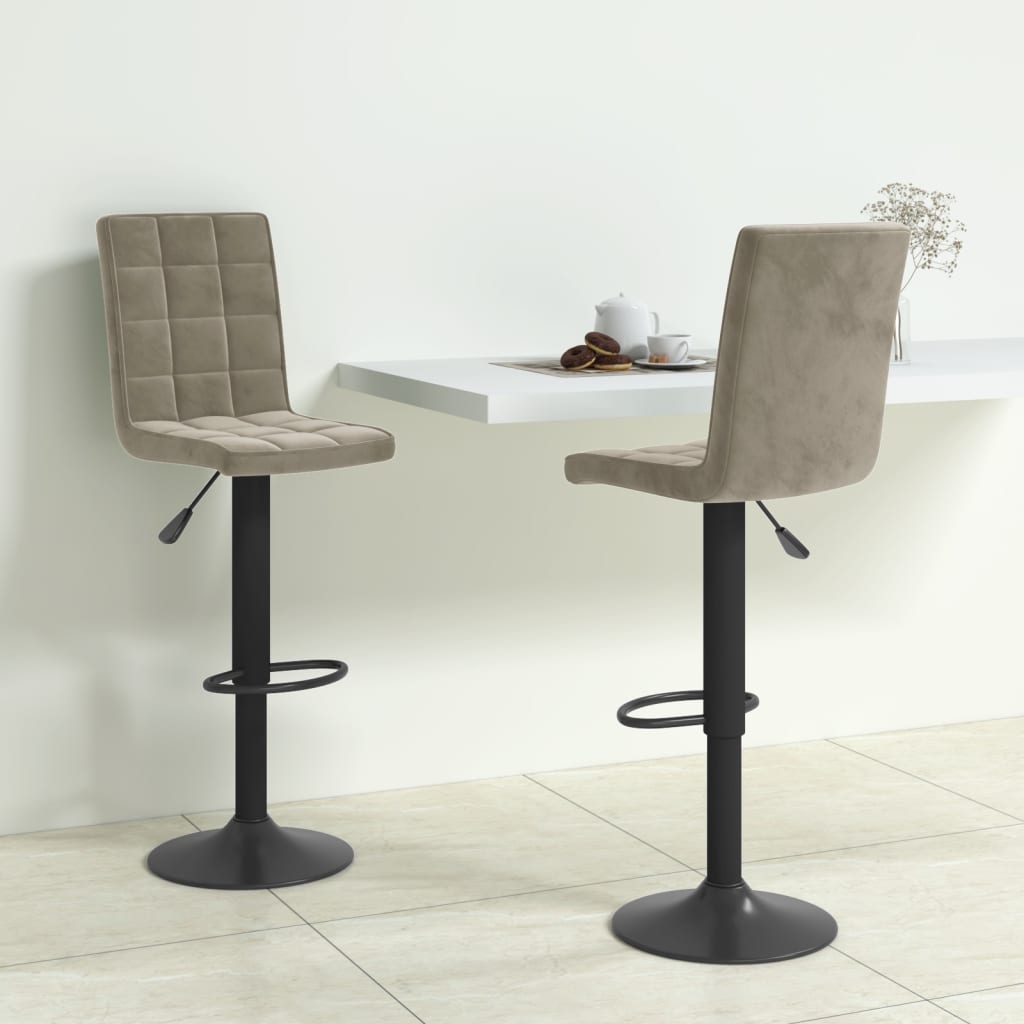 Bar stools 2 pcs. Light gray velvet