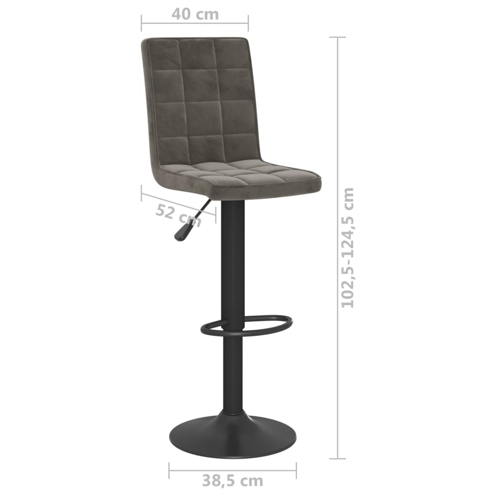 Bar stools 2 pcs. Dark gray velvet