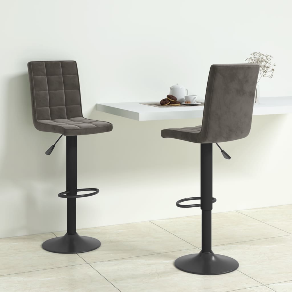 Bar stools 2 pcs. Dark gray velvet
