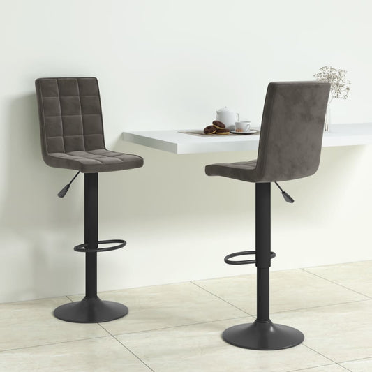 Tabourets de bar 2 pcs Velours gris foncé