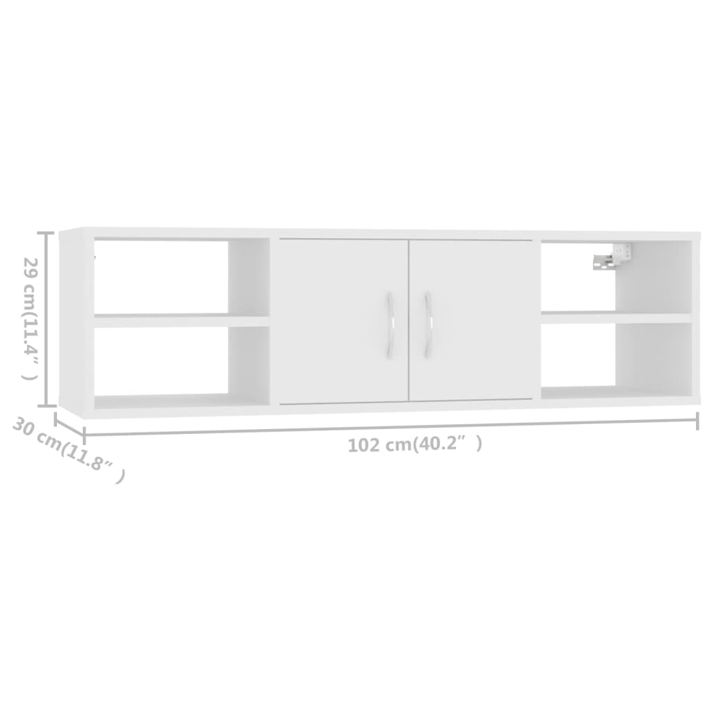 Etagère murale blanche 102x30x29 cm en bois