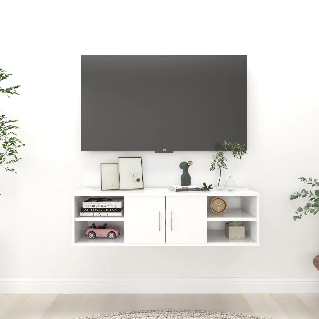 Etagère murale blanche 102x30x29 cm en bois