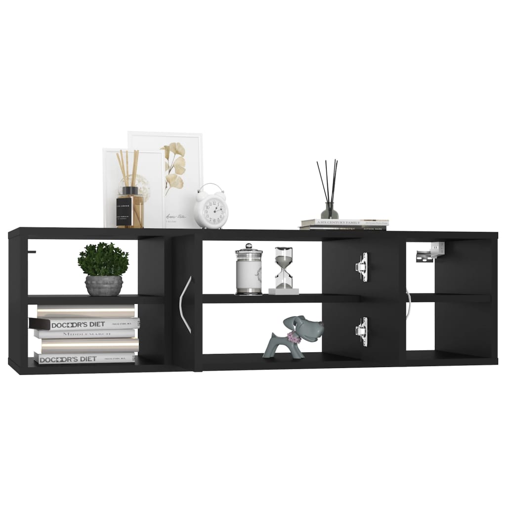 Etagère murale noire 102x30x29 cm en bois
