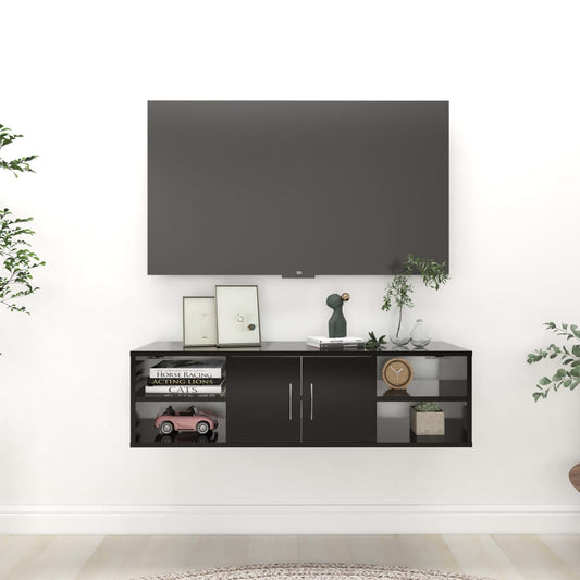 Etagère murale noire 102x30x29 cm en bois
