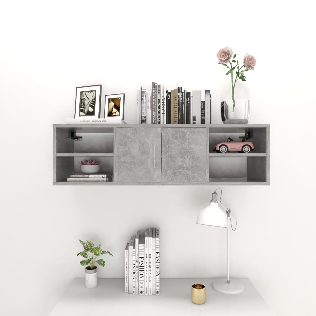 Etagère murale gris béton 102x30x29 cm en bois