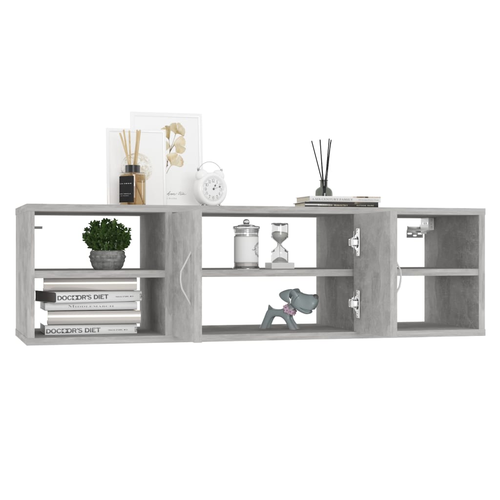 Etagère murale gris béton 102x30x29 cm en bois