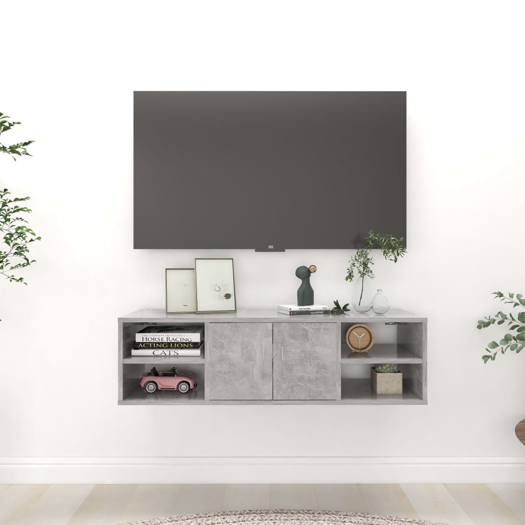 Etagère murale gris béton 102x30x29 cm en bois