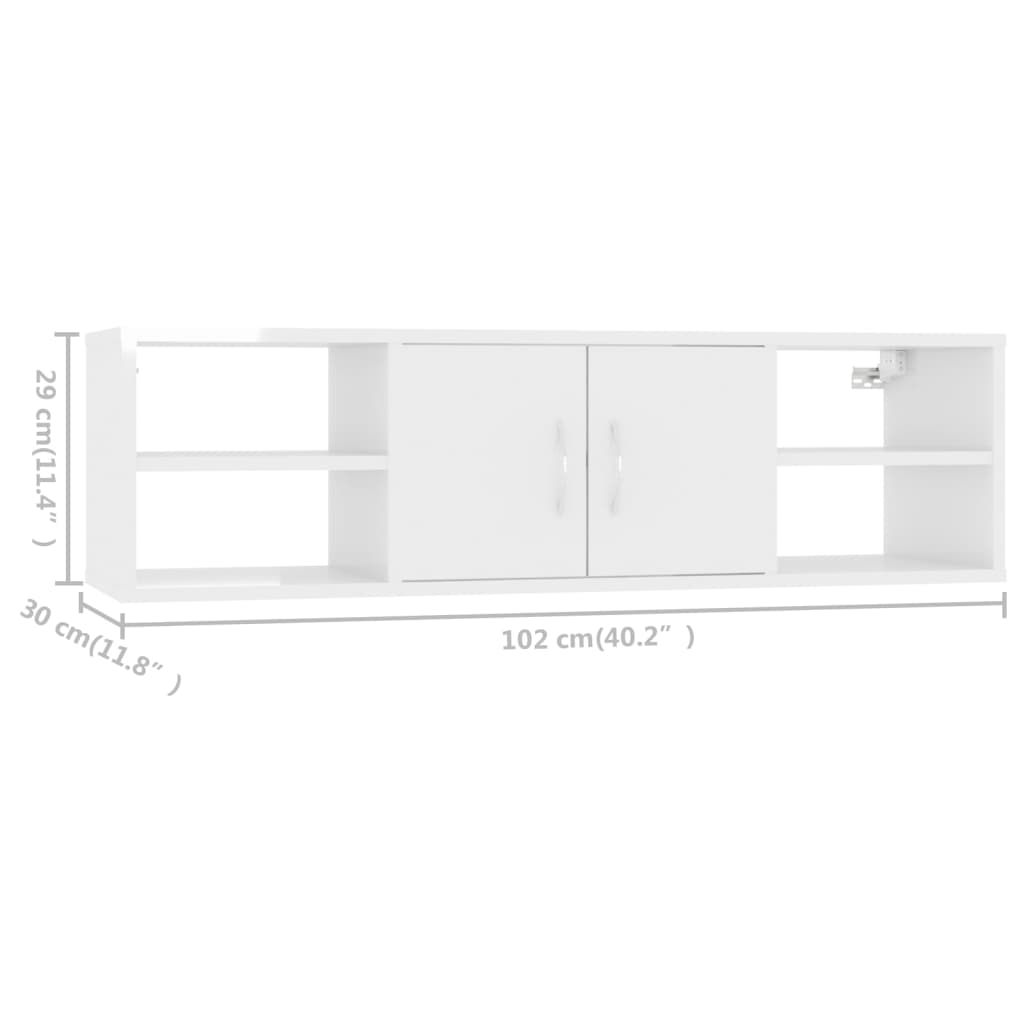 Étagère murale blanc brillant 102x30x29 cm en bois