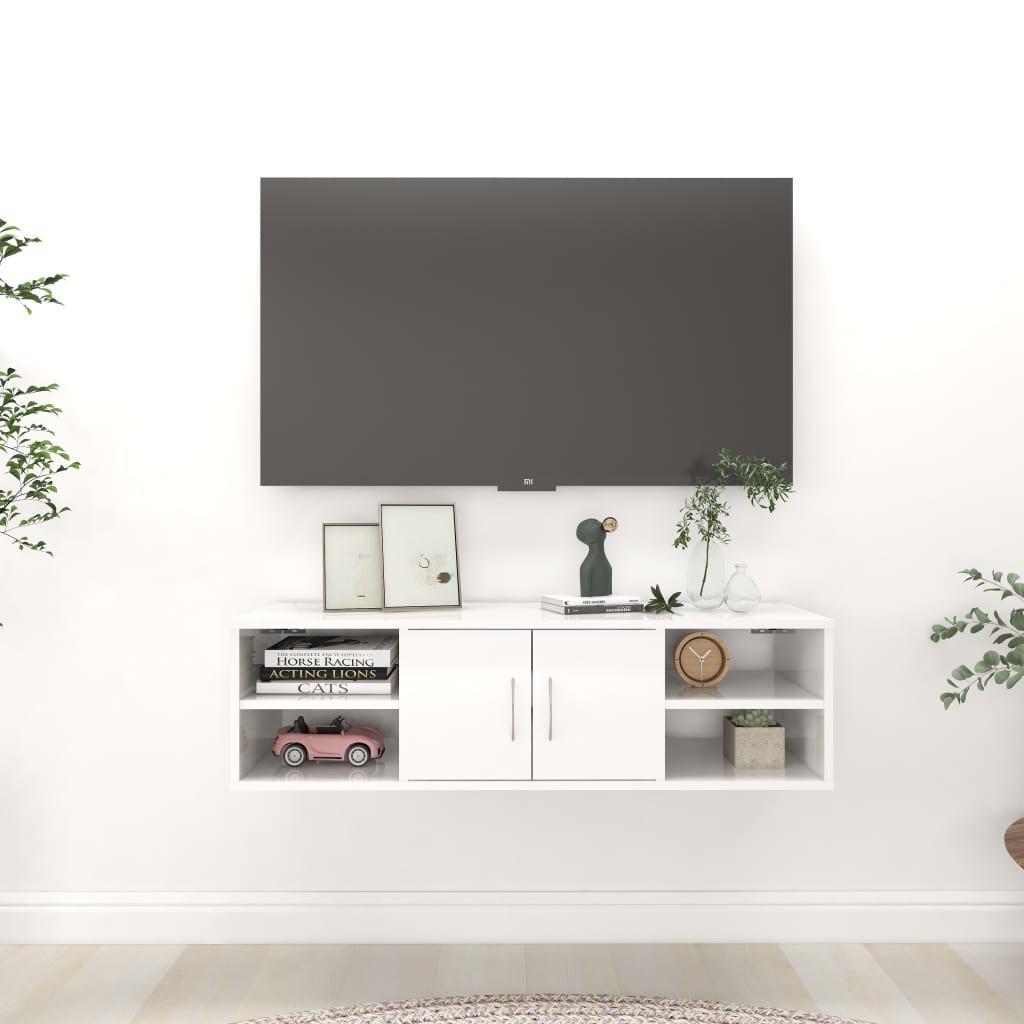Étagère murale blanc brillant 102x30x29 cm en bois