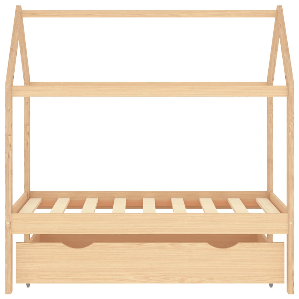 Children's bed with drawer solid pine 70x140 cm