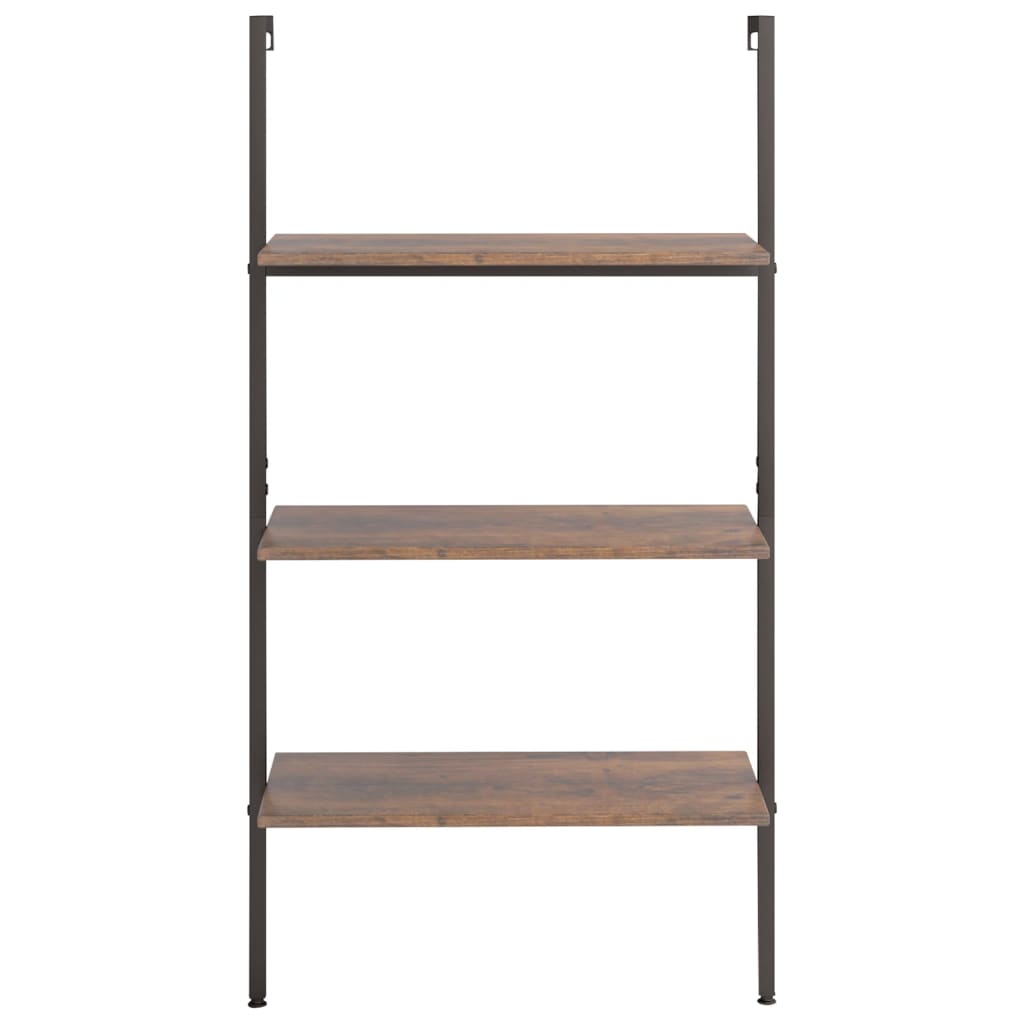 Leiterregal mit 3 Böden Dunkelbraun und Schwarz 64x35x120,5cm