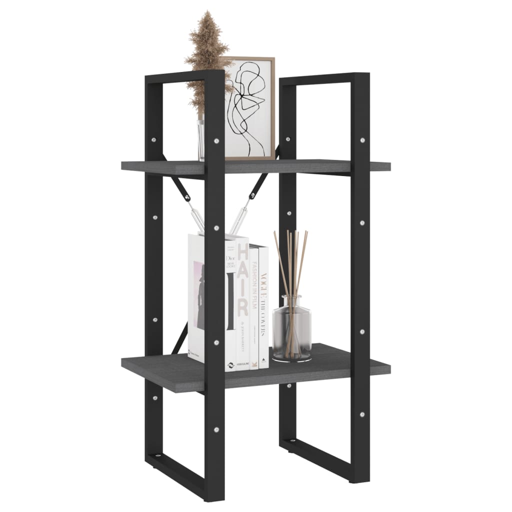 Bookcase 2 compartments gray 40x30x70 cm solid pine wood