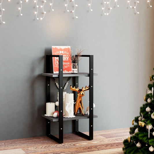Bookcase 2 compartments gray 40x30x70 cm solid pine wood