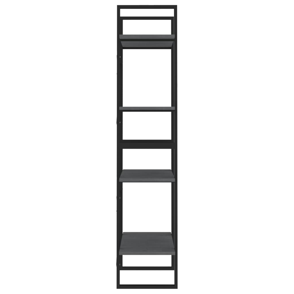 Bibliothèque 4 compartiments gris 60x30x140 cm bois de pin massif