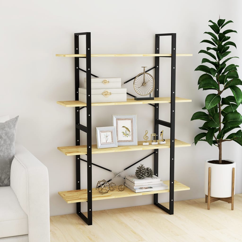 Bookcase 4 compartments 100x30x140 cm solid pine wood