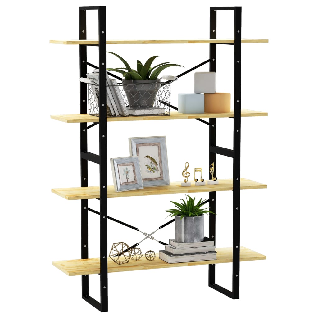 Bookcase 4 compartments 100x30x140 cm solid pine wood