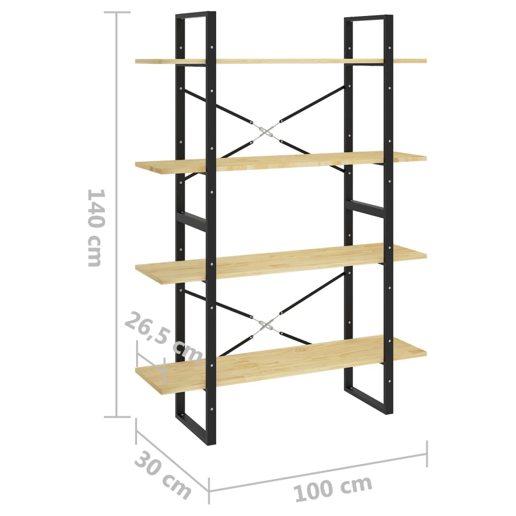 Bookcase 4 compartments 100x30x140 cm solid pine wood