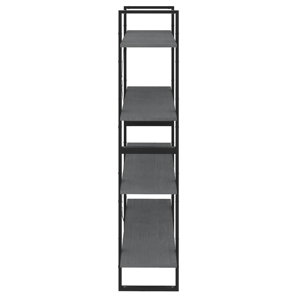 Bibliothèque 4 compartiments gris 100x30x140 cm bois de pin massif