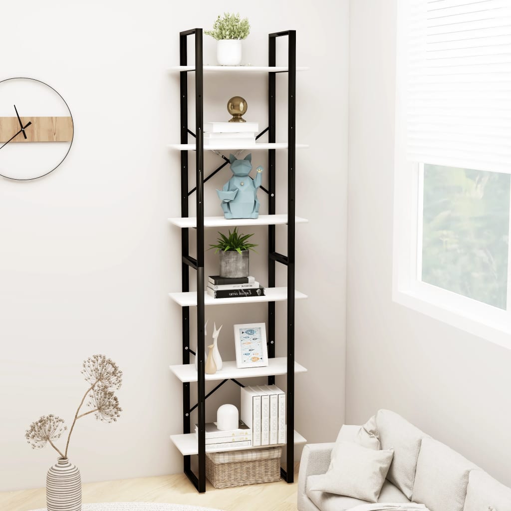 Etagère de rangement blanc 60x30x210 cm bois de pin massif