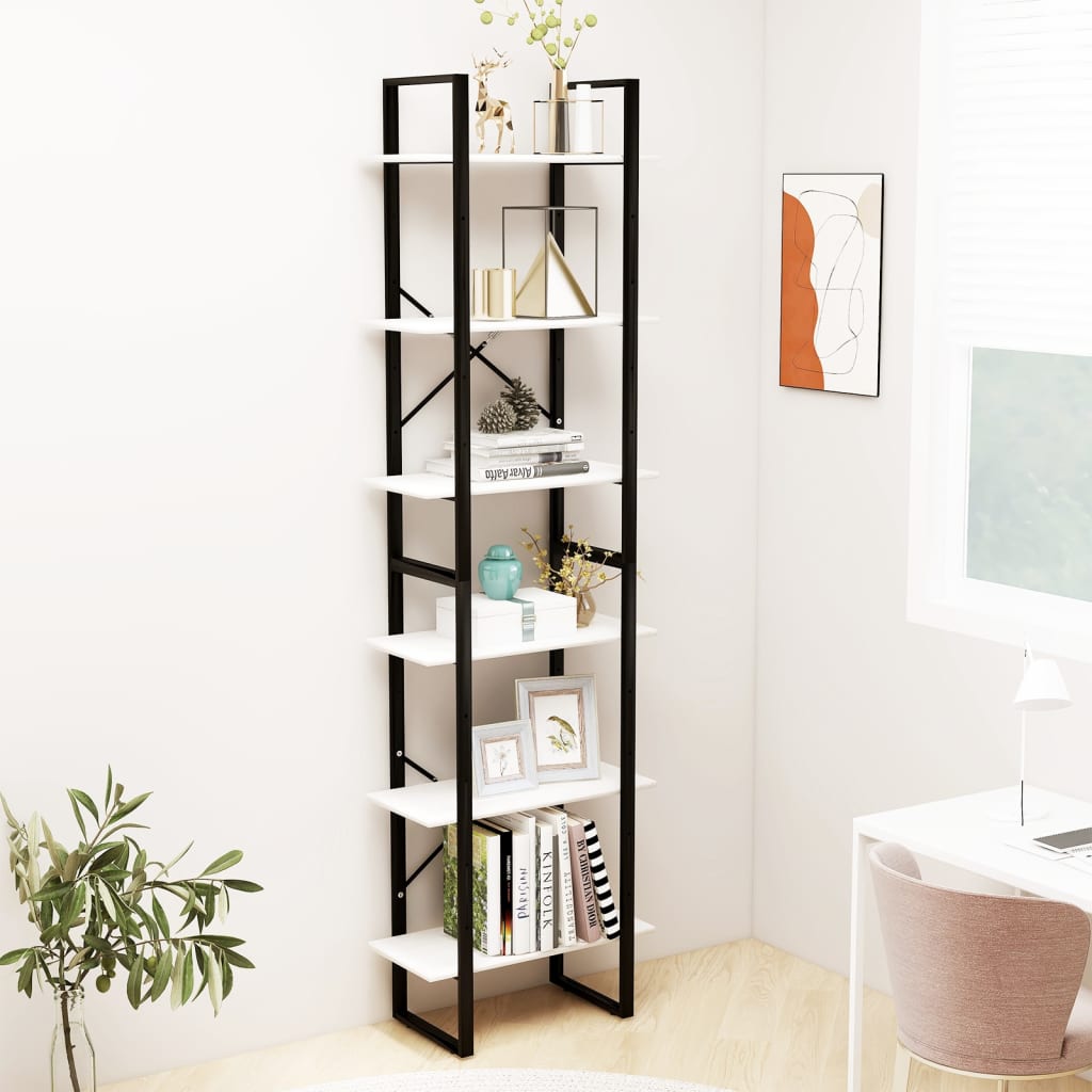 Etagère de rangement blanc 60x30x210 cm bois de pin massif
