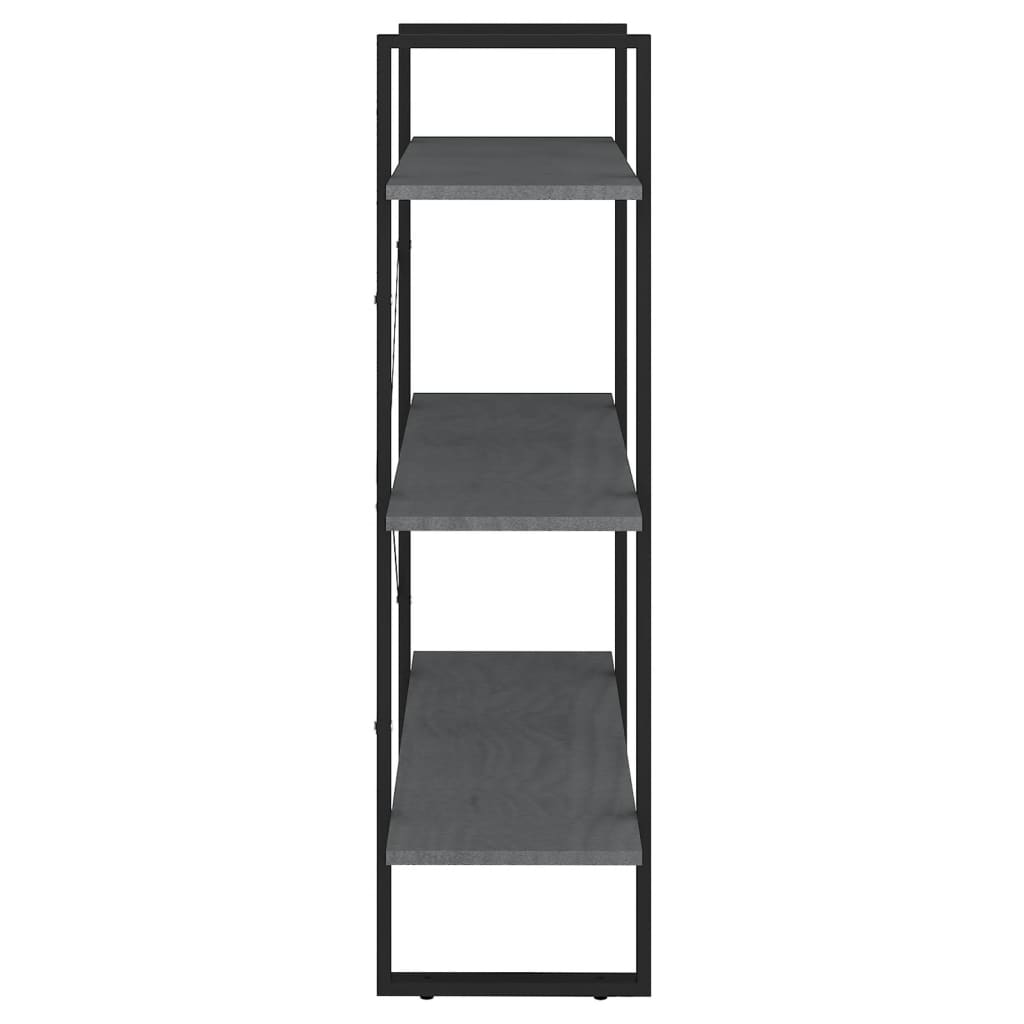 Bibliothèque 3 compartiments gris 80x30x105 cm bois de pin massif