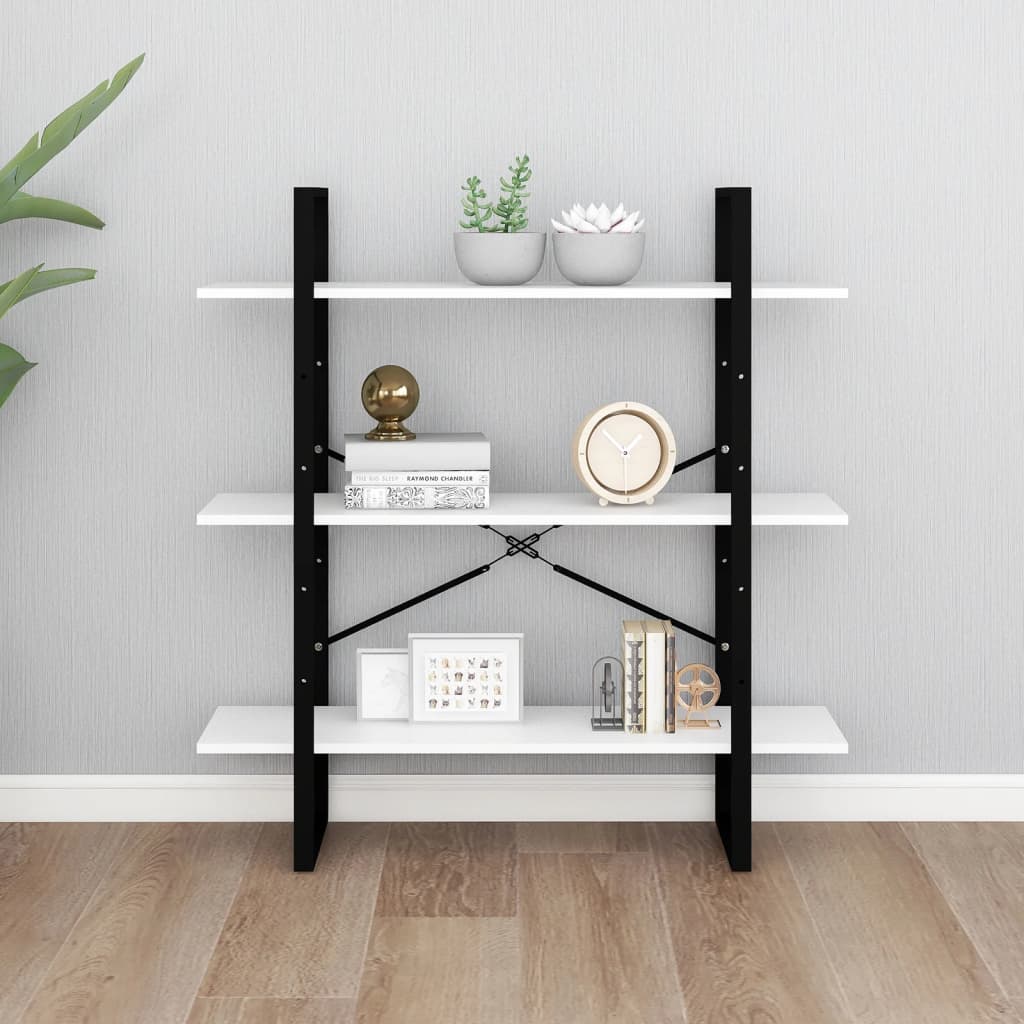 Bibliothèque blanche 100x30x105 cm matière bois